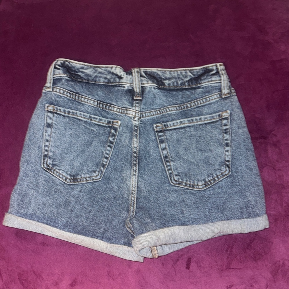 Wild Fable Classic Blue Jean Shorts Highest Rise Dark Denim Rollup Cuff Womens 6 - Picture 4 of 10